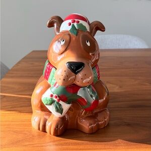 * SOLD * Vintage Cracker Barrel Christmas Dog Cookie Jar
